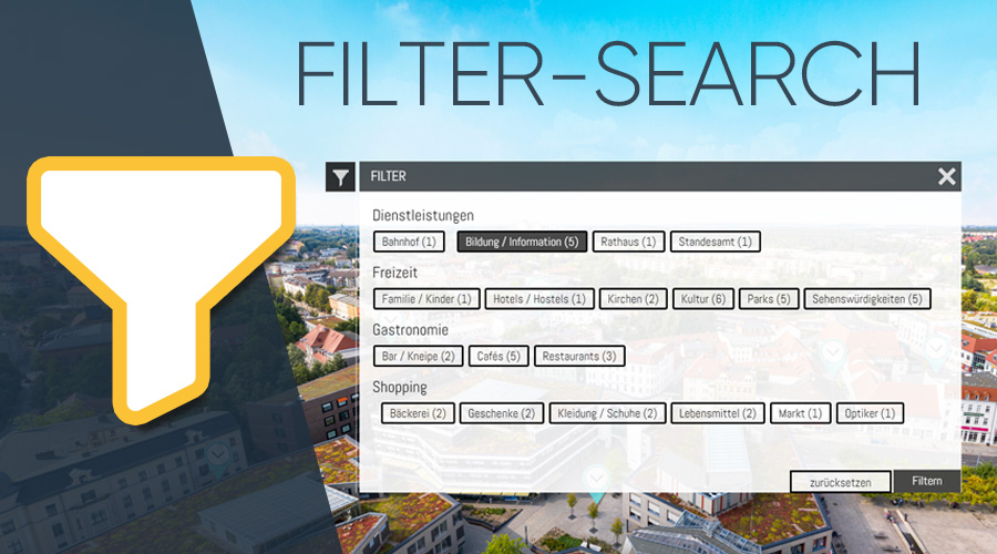 Filterfunktion für virtuelle Touren
